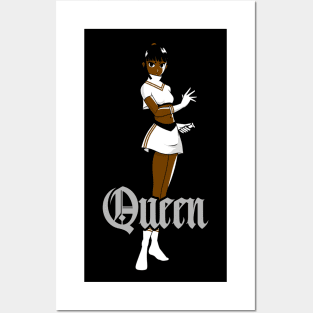 Anime Queen Brown Girl With sword Posters and Art